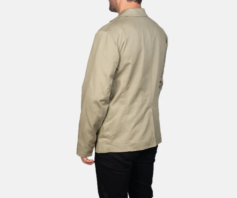 Borges Beige Blazer — Macro Detail Leather Grain, Stitching & Buttons