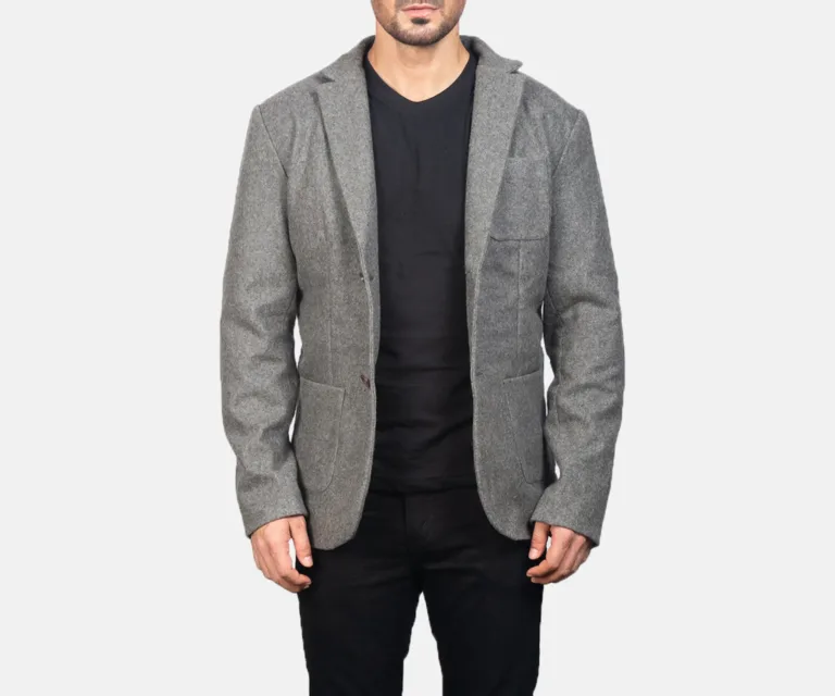 Borges Grey Wool Blazer — Front Open Hero Presentation