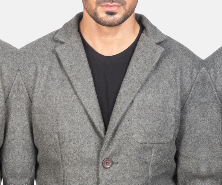 Borges Grey Wool Blazer — Full-Length Model Editorial Presentation
