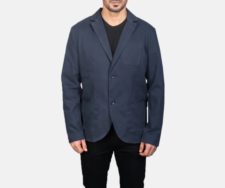 Borges Navy Blue Blazer — Rear Back View & Tailored Vent Hemline