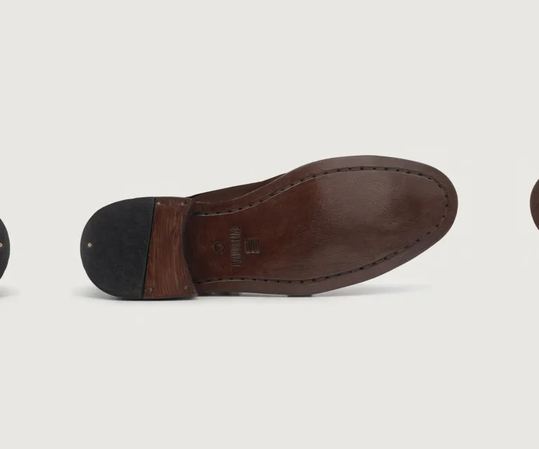 Boston Double Monk Strap Maroon Leather Shoes Handcrafted Men's Footwear — Outsole Tread & Seam Craftsmanship