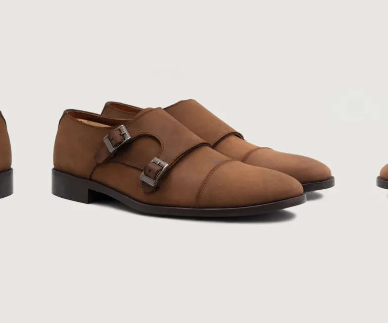 Boston Double Monk Strap Oil Pull-up Brown Leather Shoes Handcrafted Men's Footwear — Lateral Profile Hero View