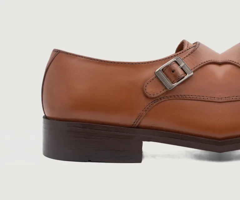 Boston Double Monk Strap Tan Leather Shoes Handcrafted Men's Footwear — Complete Pair Presentation