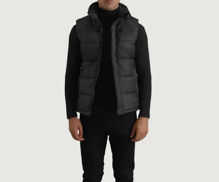 Bryan Black Puffer Vest — Front Hero View