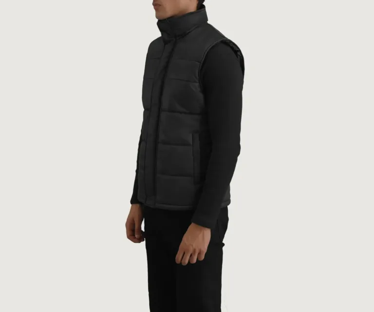 Bryan Black Puffer Vest — Full Body Perspective