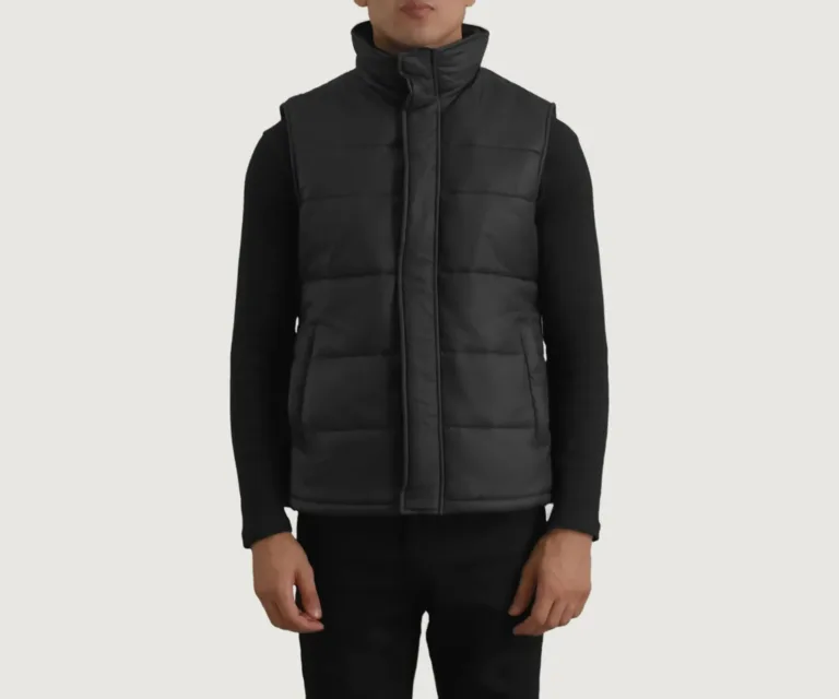 Bryan Black Puffer Vest — Rear Angle View