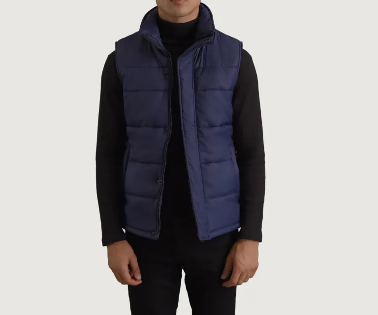 Bryan Blue Puffer Vest — Front Hero View