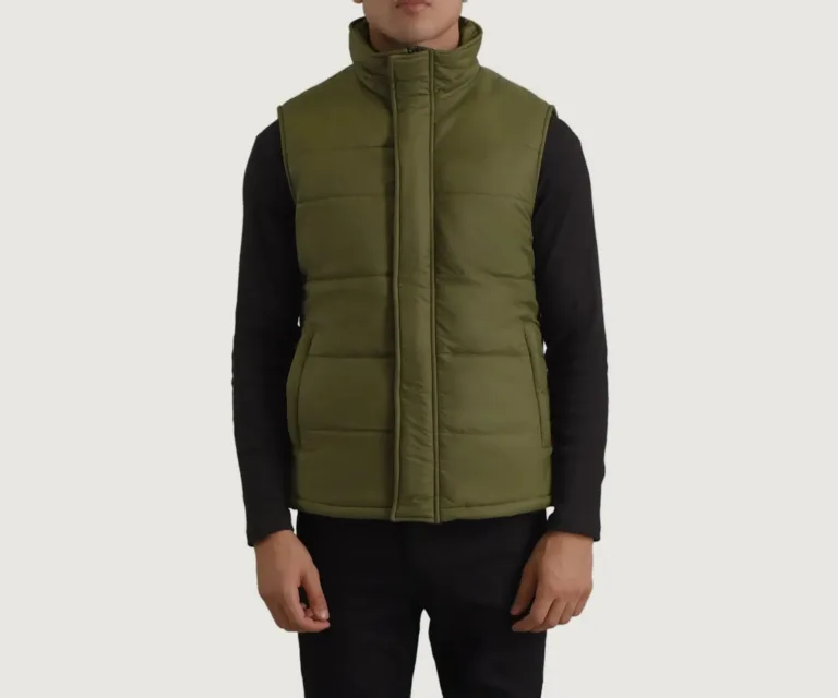 Bryan Green Puffer Vest — Rear Angle View