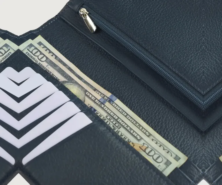 Cameron Blue Leather Long Wallet Luxury Handcrafted Leather Accessory / Gift — Luxury Gift Box & Signature Packaging Presentation