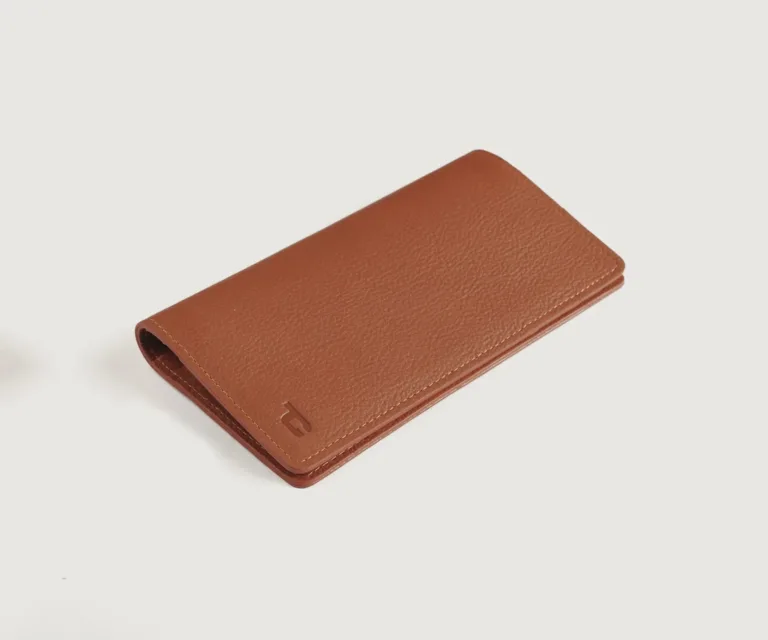 Cameron Brown Leather Long Wallet Luxury Handcrafted Leather Accessory / Gift — Macro Leather Texture & Precision Stitching