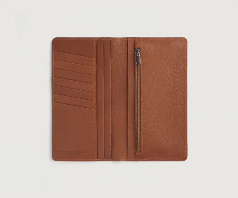 Cameron Brown Leather Long Wallet Luxury Handcrafted Leather Accessory / Gift — Burnished Edge Craftsmanship & Slim Profile
