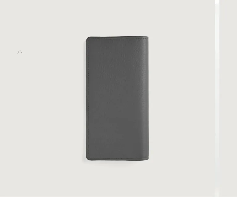 Cameron Grey Leather Long Wallet Luxury Handcrafted Leather Accessory / Gift — Unfolded Internal Compartment Architecture