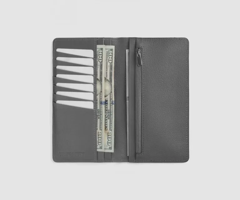 Cameron Grey Leather Long Wallet Luxury Handcrafted Leather Accessory / Gift — Card Capacity & Daily Organization