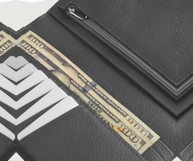 Cameron Grey Leather Long Wallet Luxury Handcrafted Leather Accessory / Gift — Luxury Gift Box & Signature Packaging Presentation