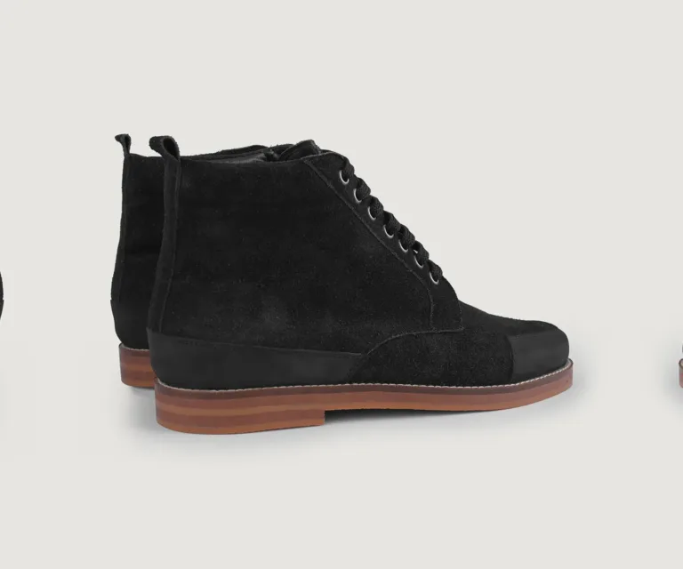 Carnell Moc Toe Black Suede Boots Handcrafted Men's Footwear — Outsole Tread & Seam Craftsmanship