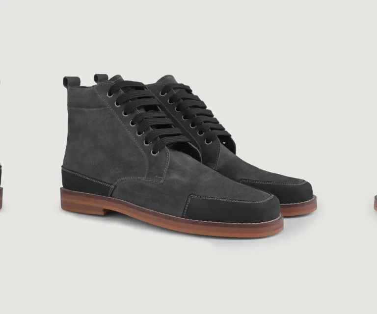 Carnell Moc Toe Grey Suede Boots Handcrafted Men's Footwear — Outsole Tread & Seam Craftsmanship