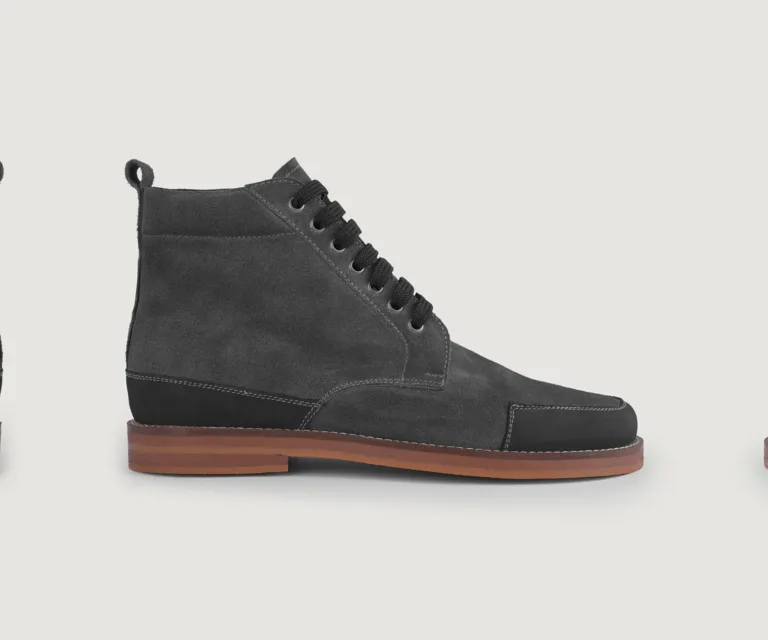Carnell Moc Toe Grey Suede Boots Handcrafted Men's Footwear — Complete Pair Presentation