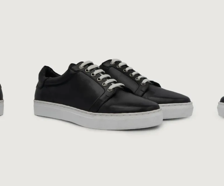Carter Runn Black Leather Sneakers Handcrafted Men's Footwear — Lateral Profile Hero View