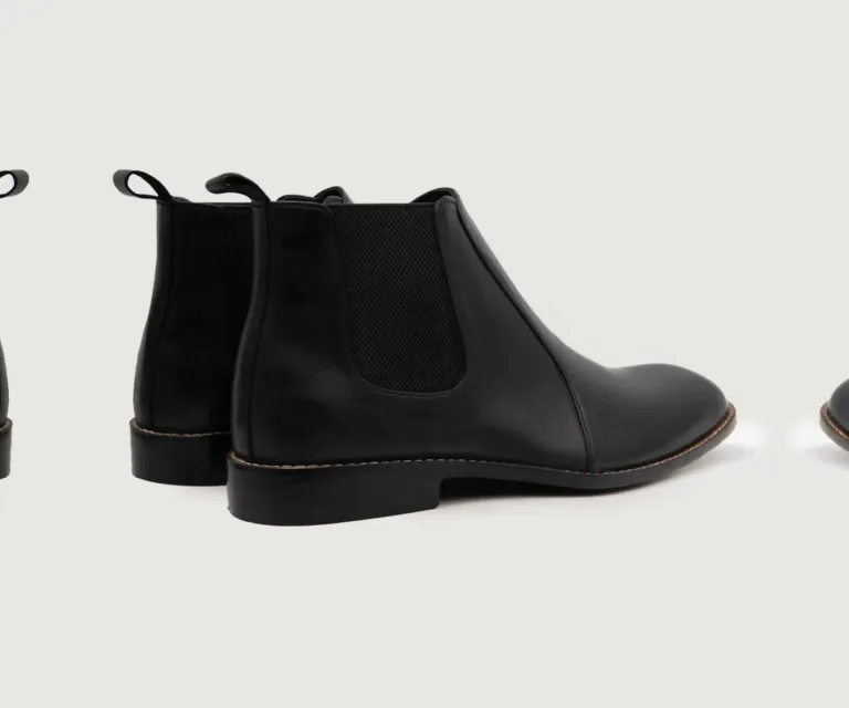 Clarkson Chelsea Black Leather Boots Handcrafted Men's Footwear — Heel Counter & Rear View