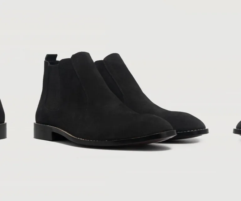 Clarkson Chelsea Black Suede Leather Boots Handcrafted Men's Footwear — Lateral Profile Hero View