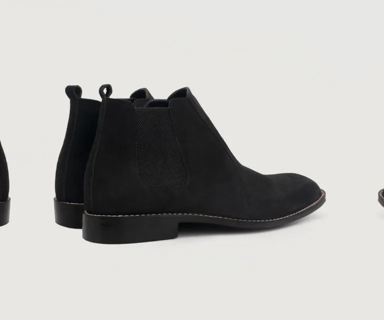Clarkson Chelsea Black Suede Leather Boots Handcrafted Men's Footwear — Toe Cap & Vamp Detail