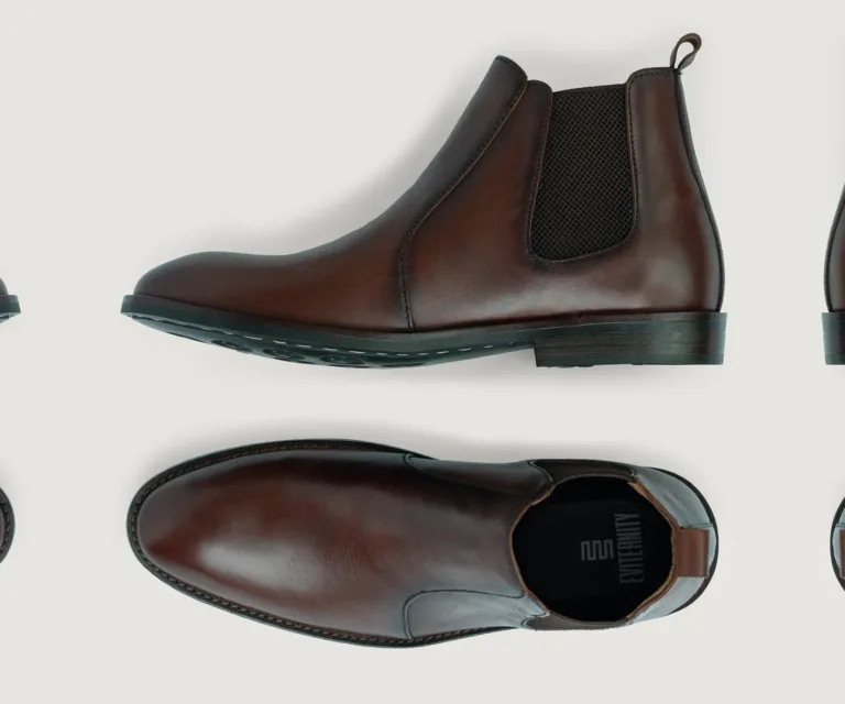 Clarkson Chelsea Brown Burnished Leather Boots - StudGuard Handcrafted Men's Footwear — Toe Cap & Vamp Detail