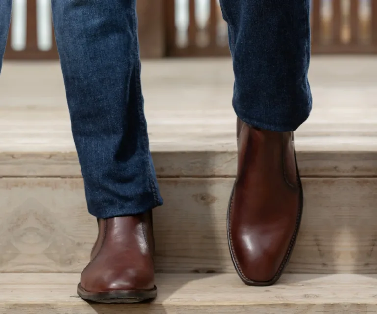Clarkson Chelsea Brown Burnished Leather Boots - StudGuard Handcrafted Men's Footwear — Complete Pair Presentation