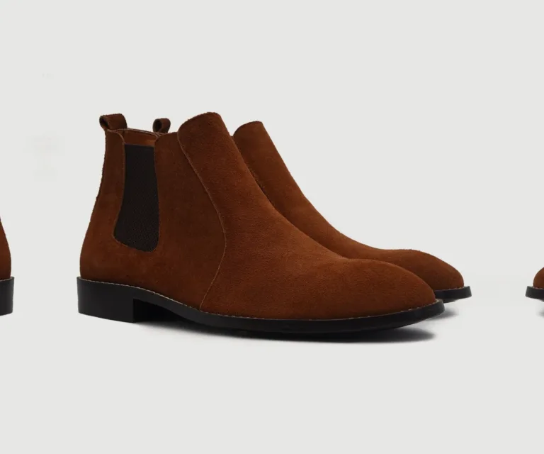 Clarkson Chelsea Brown Suede Leather Boots Handcrafted Men's Footwear — Lateral Profile Hero View