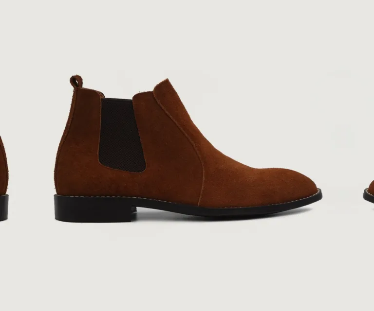 Clarkson Chelsea Brown Suede Leather Boots Handcrafted Men's Footwear — Three-Quarter Perspective