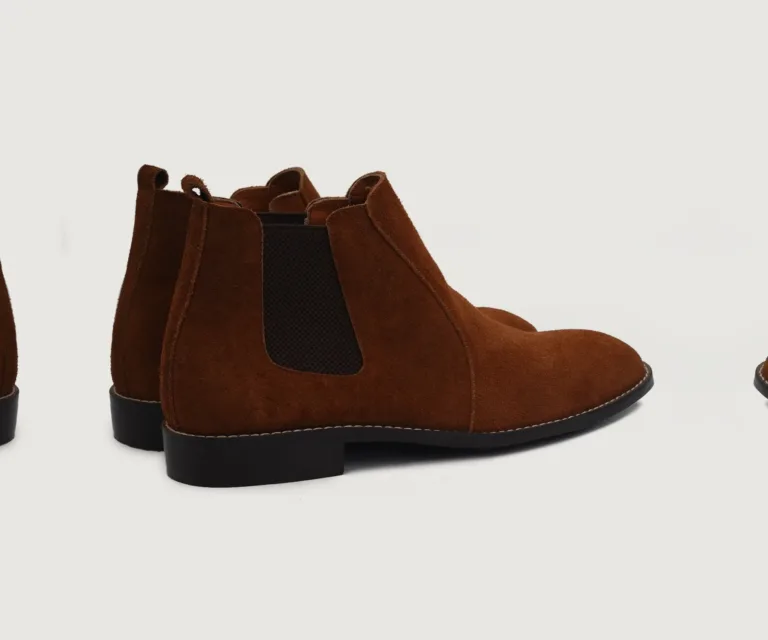 Clarkson Chelsea Brown Suede Leather Boots Handcrafted Men's Footwear — Toe Cap & Vamp Detail