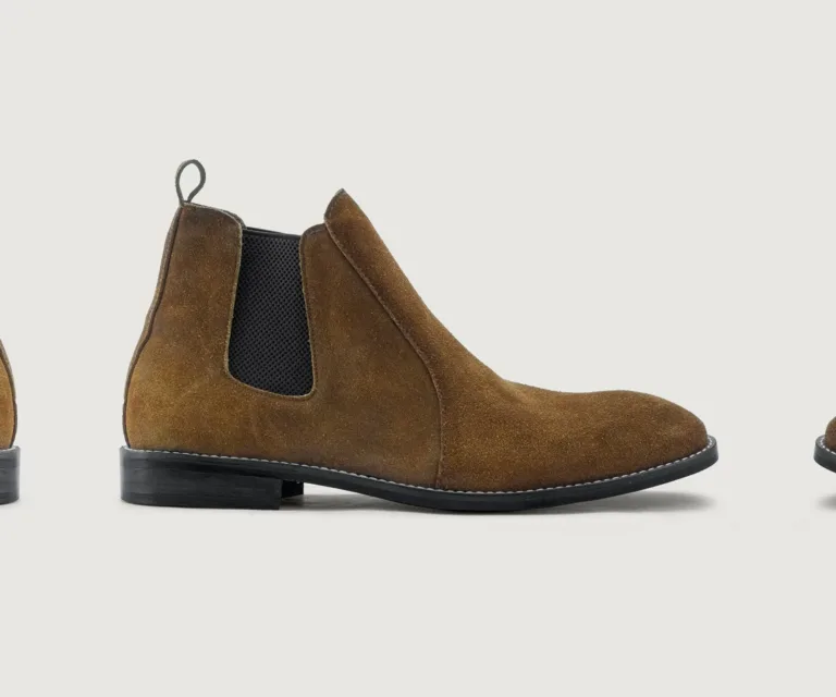 Clarkson Chelsea Brown Suede Leather Boots - StudGuard Handcrafted Men's Footwear — Three-Quarter Perspective