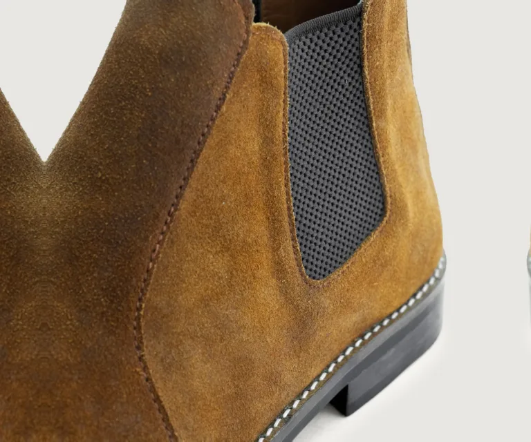 Clarkson Chelsea Brown Suede Leather Boots - StudGuard Handcrafted Men's Footwear — Outsole Tread & Seam Craftsmanship