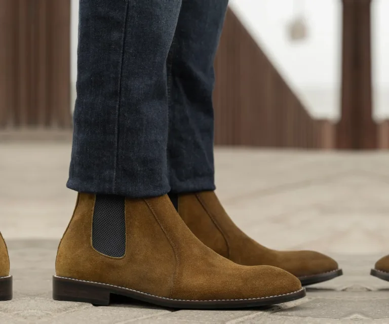 Clarkson Chelsea Brown Suede Leather Boots - StudGuard Handcrafted Men's Footwear — Complete Pair Presentation