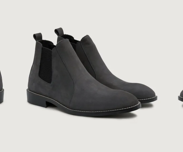 Clarkson Chelsea Grey Nubuck Leather Boots - StudGuard Handcrafted Men's Footwear — Lateral Profile Hero View