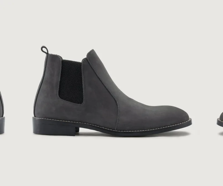Clarkson Chelsea Grey Nubuck Leather Boots - StudGuard Handcrafted Men's Footwear — Three-Quarter Perspective