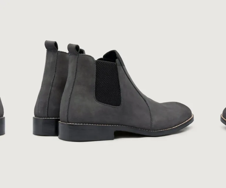 Clarkson Chelsea Grey Nubuck Leather Boots - StudGuard Handcrafted Men's Footwear — Outsole Tread & Seam Craftsmanship
