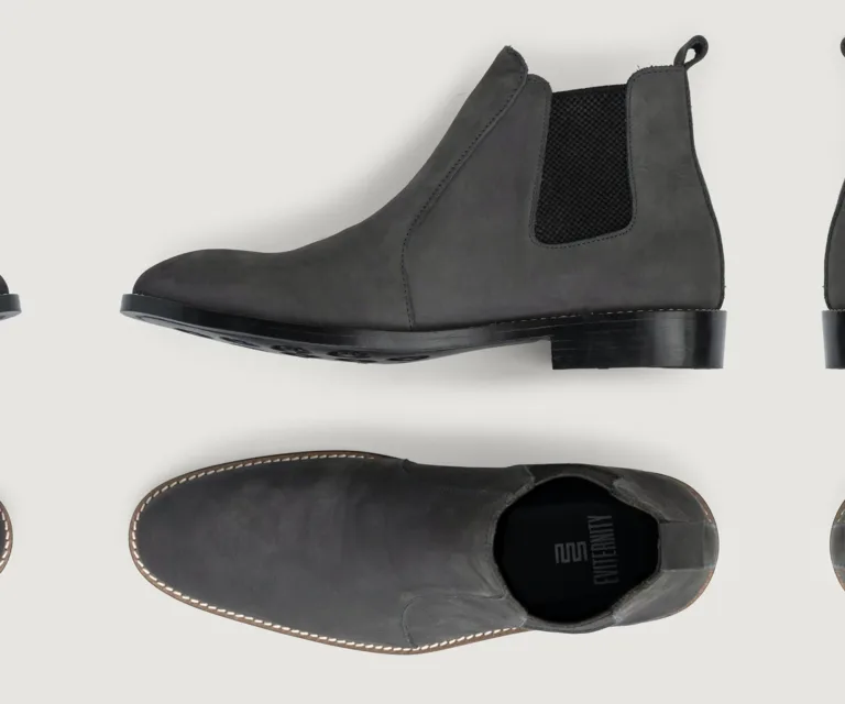 Clarkson Chelsea Grey Nubuck Leather Boots - StudGuard Handcrafted Men's Footwear — Complete Pair Presentation