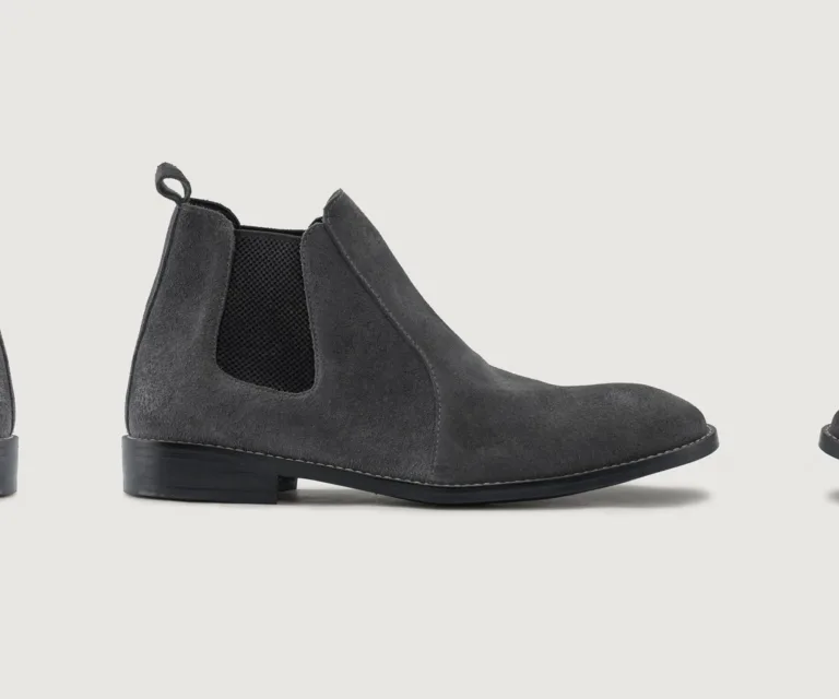 Clarkson Chelsea Grey Suede Leather Boots - StudGuard Handcrafted Men's Footwear — Three-Quarter Perspective