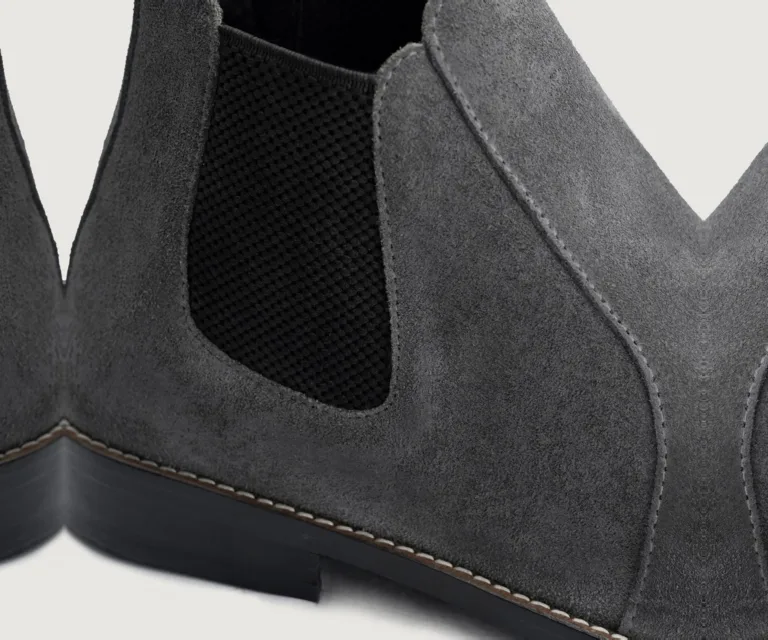 Clarkson Chelsea Grey Suede Leather Boots - StudGuard Handcrafted Men's Footwear — Outsole Tread & Seam Craftsmanship