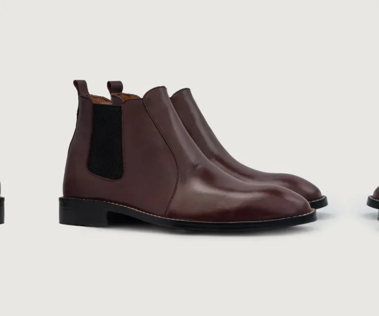 Clarkson Chelsea Maroon Leather Boots Handcrafted Men's Footwear — Lateral Profile Hero View