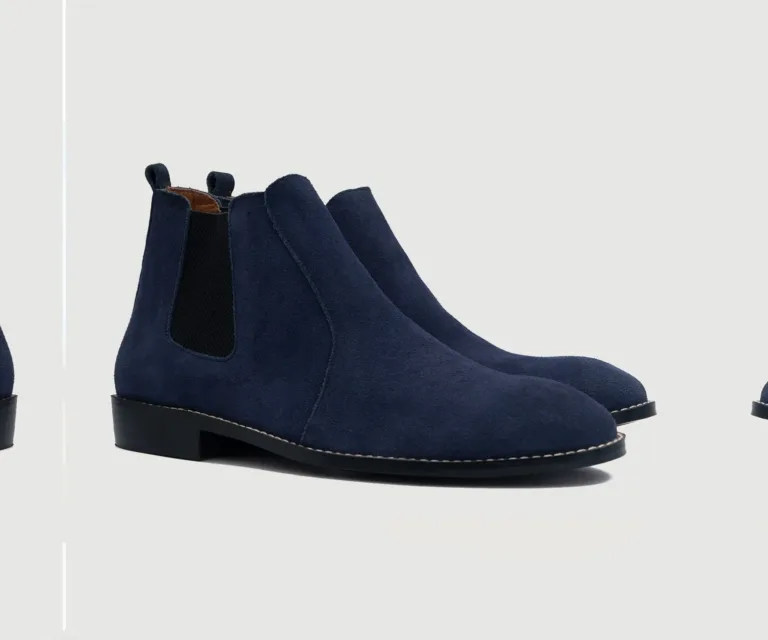 Clarkson Chelsea Midnight Blue Suede Leather Boots Handcrafted Men's Footwear — Lateral Profile Hero View