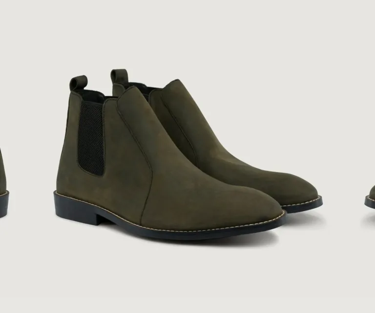 Clarkson Chelsea Olive Pullup Leather Boots - StudGuard Handcrafted Men's Footwear — Lateral Profile Hero View