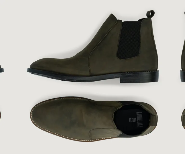Clarkson Chelsea Olive Pullup Leather Boots - StudGuard Handcrafted Men's Footwear — Toe Cap & Vamp Detail