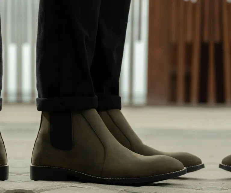 Clarkson Chelsea Olive Pullup Leather Boots - StudGuard Handcrafted Men's Footwear — Complete Pair Presentation