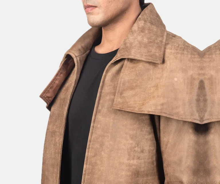 Classic Brown Leather Duster — Macro Hardware & Seam Construction