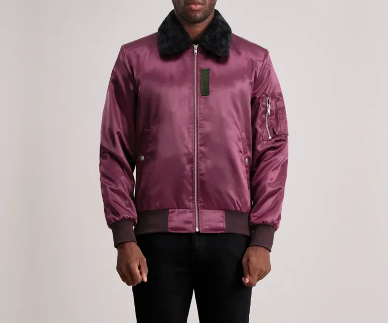 Clyde B-15 Maroon Bomber Jacket — Front Zipped Tactical Flight Silhouette