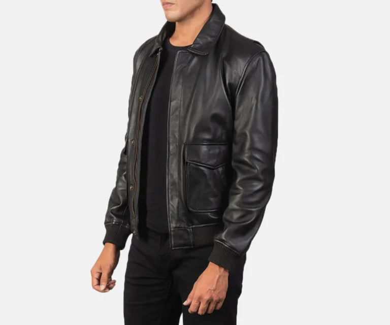 Coffmen Black A2 Leather Bomber Jacket — view 2