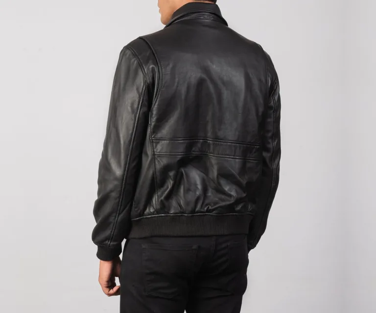 Coffmen Black A2 Leather Bomber Jacket — view 4