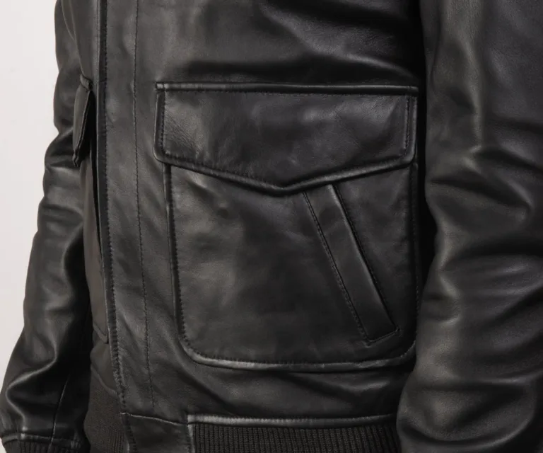 Coffmen Black A2 Leather Bomber Jacket — view 5