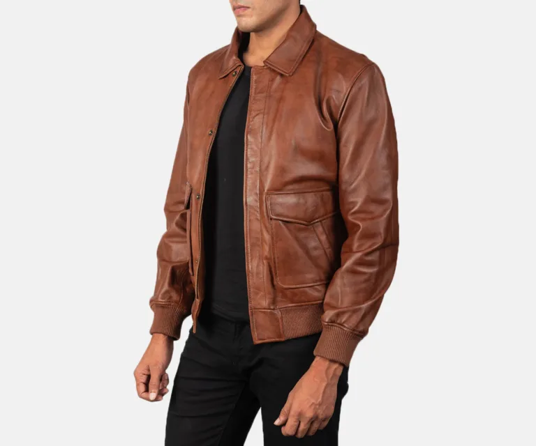 Coffmen Brown A2 Leather Bomber Jacket — view 2
